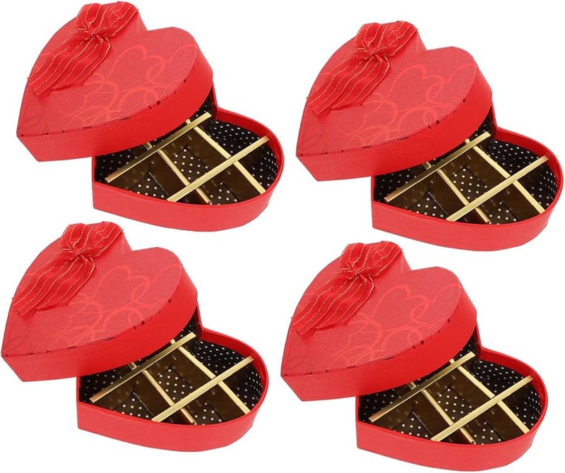 Healifty 4 Pcs Red Heart Shape Storage Box For Chocolate Jewelry Gift Packing - Image 1